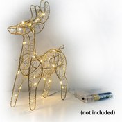 Resim 1 adet Glam Stil Dökme Demir Geyik Işık Süslemesi, 30 LED, Pil ile Çalışır, AA Pil Dahil Değildir, Noel Tatil Süslemesi için 