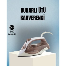 Resim 2200 Watt Buharlı Ütü Kahverengi Seramik Taban Şok Buharlı Nemere 