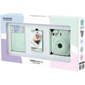 Resim Fujifilm Instax Mini 12 Yeşil Fotoğraf Makinesi 10'lu Film ve Mandal Bundle Box 