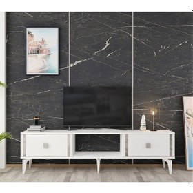Resim Doruk Tv Sehpası Beyaz Gümüş 