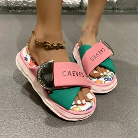 Resim Kadınlar İçin Sevimli Karikatür Platform Kaydırak Sandaletler - Açık Burun, Kalın Taban, PU Kaplama, Her Mevsim Moda Ayakkabılar 