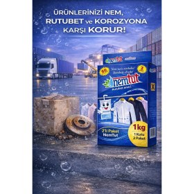 Resim Nemtut Rutubet Giderici Nem Toplayıcı Koku Küf ve Korozyon Önleyici 1 Kutu 2 Paket 1 kg 