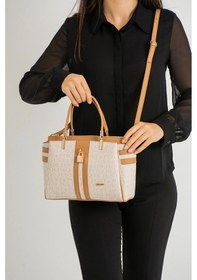 Resim Just Polo Kadın Krem Taba Monogram El Ve Omuz Çantası Yeni Sezon 2201mh Krem - Taba 
