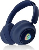 Resim OVLENG Kablosuz Bluetooth kulaklık, kulak üstü kulaklık, katlanabilir, kablosuz, 3,5 mm AUX, entegre mikrofonlu, arka plan aydınlatmalı RGB LED, koyu mavi 