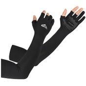 Resim Gajeena Yaz Serinletici Uv Koruyucu Parmak Açık Kol Kollukları - Spor Ve Dış Mekan Kullanımı İçin Siyah 