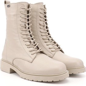 Resim Gönderi R Bej Fermuarlı Hakiki Deri Postal Bot Bej 