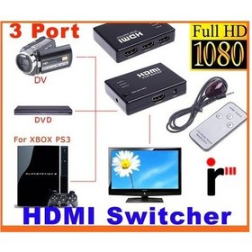 Resim Ir Alicili Hdmi Çoklayıcı 3 Port Switch 4678P Kumanda Çoklu Cihaz 