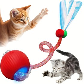 Resim Otomatik Dönen Kedi Oyun Topu - Esnek File Kuyruklu, USB Şarj Edilebilir, Kırmızı Hareketli Top, İç Mekan Kedileri ve Yavru Kediler için, Tek Başına Oynama veya Eğitim için İdeal Hediye, Evcil Hayvan Zenginleştirme, Oyuncul Tasarım, Petsafe Malzeme, Çoklu Kedi Evleri 