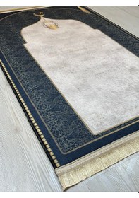 Resim Seccade Diz Ağrıtmayan Yumuşak Gold Saçaklı Seccade Ve Namazlık Siyah - Altın 