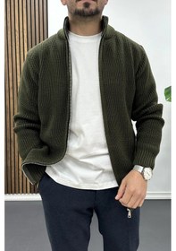 Resim Edwox Erkek Slim Fit Fermuarlı Hırka Yeşil Edw434 Yeşil 