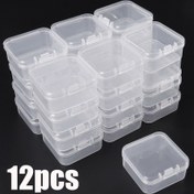 Resim 12 Adet Mini Plastik Saklama Kutusu Şeffaf Takı Saklama Kutusu Taşınabilir Küpe Yüzük Kulak Tıkacı Ambalaj Saklama Kutusu 