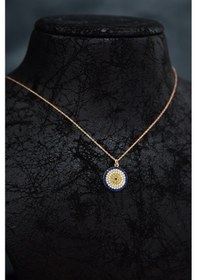 Resim 925 Ayar Gümüş Rose Kaplama Zirkon Taşlı Nazar Boncuğu Kolye UVPTS100617 