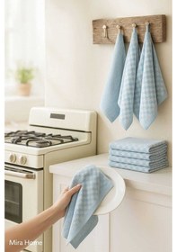 Resim 10 Lu Dama Desenli Mutfak Kurulama Bezi 50x70 Cm Mavi Renkli 