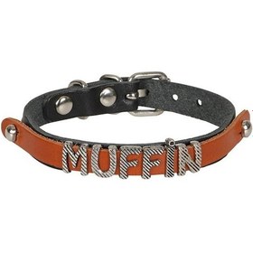 Resim Cattie İsimlikli Deri Kedi Boyun Tasması M 1 x 21 - 25 CM Siyah 