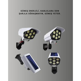 Resim Marsilyan 3 Modlu Güneş Paneli Aydınlatmalı Dış Mekan Güvenlik Işığı - IP65 Su Geçirmez, Pır Sen 