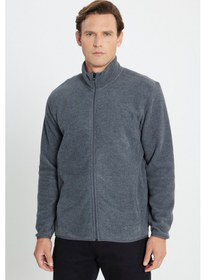 Resim AC&Co / Altınyıldız Classics Standart Fit Fermuarlı Bato Yaka Polar Erkek Ceket Antrasit 