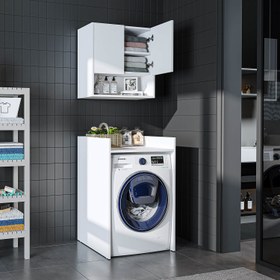 Resim Çamaşır Makinesi Dolabı Takımı - Derin-65cm - 65 CM / Atlas Çam 