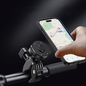 Resim Coverzone Vespa, Arora Cappuccino, Lambretta, Peugeot Modelleri ile Uyumlu Magsafe ile Uyumlu Telefon Tutucu - Ayna Demirine ve Gidona Takılabilir, 360° Döner, Evrensel Bisiklet Scooter | QL10 