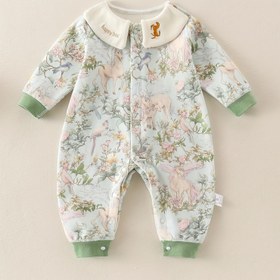 Resim Onesie - Uzun Kollu Tam-Zip Kıyafet, Kolay Fermuar Kapatma, Yumuşak Bej & Turuncu Hayvan Baskısı, Gevşek Fit Jumpsuit, Yeni Doğan Fotoğrafçılıkları, Günlük & Özel Günler - Unisex Giyim, Romper, Bahar Sonbahar Giyim, Eğlenceli Baskı Tasarımı, Orta Esneklikli Kumaş, Dayanıklı Snap Düğmeleri, Açık Hava İçin Mükemmel 