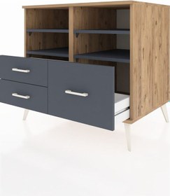 Resim Kronos Şifonyer 4 Raflı 3 Çekmeceli 88x59x80 Çam-antrasit Antrasit 