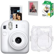 Resim Fujifilm Instax Mini 12 Fotoğraf Makinesi-20li Film-simli Pleksi Kılıf Ve Fotoğraf Çerçevesi Seti 2 Beyaz 