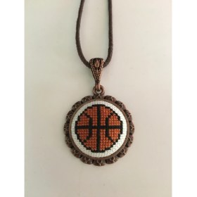 Resim Tomars Basketbol Topu Işlemeli Kanaviçe Kolye - Anahtarlık 