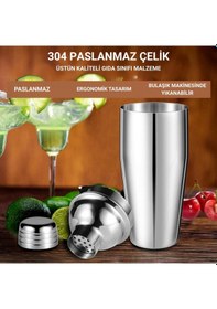 Resim Polham 6 Parça 750ml Paslanmaz Çelik Kokteyl Shaker Seti Ev Ve Bar İçin İdeal, Sızdırmaz Kapaklı 