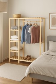 Resim pinoxi Ahşap Açık Dolap Gardırop Elbise Dolabı Büyük Boy 