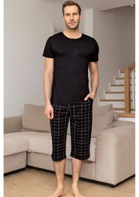 Resim Aydoğan Erkek Civan Modal Bermuda Siyah Pijama Takım 0033 Siyah 