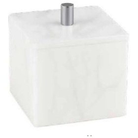 Resim Baster Square Pamukluk, Tezgah Üstü, 10x11x10cm - Doğaltaş/krom 