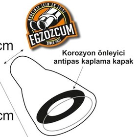 Resim 51 Mm. Antipas İç Kaplamalı Oval Rüzgar Sesli Sök/tak Vidalı Nikelaj Egzoz Eksoz Ucu 