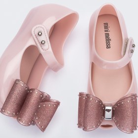 Resim Mini Melissa Ultragirl Classic Bow Simli Pembe Fiyonklu Kız Çocuk Babeti | 22-30 Numara | Melflex® Vegan | İkonik Kokulu 