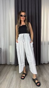 Resim Lüks İthal Bürümcük Kumaş Şalvar Pantolon 36 - 50 Beden Arası - acıkahve / STANDART 