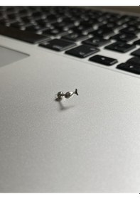 Resim 316 L Cerrahi Çelik Dudak Kıkırdak Helix Tragus Piercingi Balık Detaylı Piercing Gümüş 