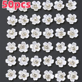 Resim 50/110 adet akrilik çiçek şekilli beyaz yama dekoratif boncuk, 12mm çap - DIY takı ve el işleri üretimi için mükemmel, hafif ve zarif | DİY takı yapımı | süslemeli bonuslar | Akrilik kalas 