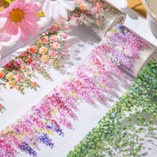 Resim PET tarafından 200cm - Şeffaf Planlayıcı Sticker Seti, Scrapbooking, Hediye Paketleme, Günlük ve Jurnal Dekorasyonu, Telefon Kılıfı ve Tumbler Dekalleri, Yabani Sarma Serisi Sanat ve El Sanatları Malzemeleri için Floral Washi Tape Rulosu 