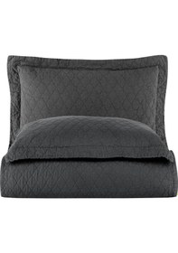 Resim Pasioni Pamuklu Parça Boyama Este Çift Kişilik Yatak Örtüsü Antrasit 