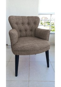 Resim Kayser Home Berjer - Tekli Koltuk - Keten Kumaş - Ahşap Siyah Ayak - Kahverengi Kahverengi 