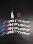 Resim ENGAKSESUAR M Power 4 Adet Lastik Yazısı Motosiklet Ve Otomobil MPower Lastik Yazısı Sticker + Yapıştırıcı 