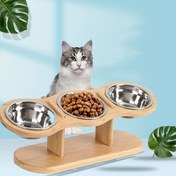 Resim Yükseltilmiş Kedi Kabı - Kediler için 15° Eğimli Yükselişli Paslanmaz Çelik Mama ve Su Kapları, İç Mekan Kedisi, Yavru Köpek ve Yavru Kedi Besleme 