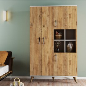 Resim tanmob Maxi 4 Kapaklı Askılıklı Raflı Çok Amaçlı Dolap Çam - Grd0102 
