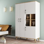 Resim Tanmob Maxi 4 Kapaklı Askılıklı Raflı Çok Amaçlı Dolap BeyazÇam GRD0103 