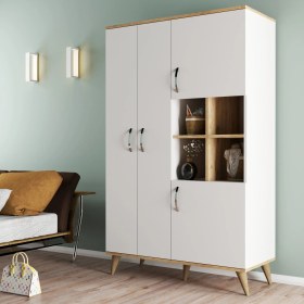 Resim Tanmob Maxi 4 Kapaklı Askılıklı Raflı Çok Amaçlı Dolap BeyazÇam GRD0103 