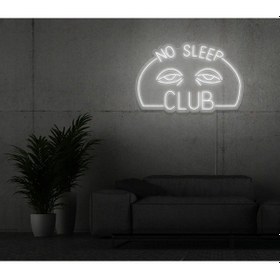 Resim No Sleep Club Yazılı Ve Şekilli Neon Tabela Beyaz 