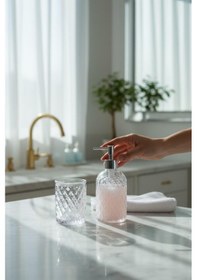 Resim Banyo Seti Takımı Cam Sıvı Sabunluk - Diş Fırçalık 2 Li Set Şeffaf 