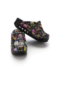 Resim Drmoon Baykuş Desenli Airmax Taban Hakiki Deri Sabo Kadın Terlik Siyah 