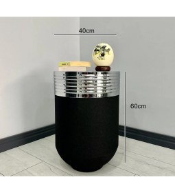 Resim Evden İste Elegant Dekoratif Krom Darbuka Siyah Sehpa 60CM 