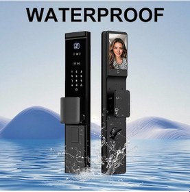 Resim Akıllı Kapı Kilidi Yüz Tanıma, Parmak İzi, Şifre, Kart ve Uygulama 