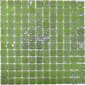 Resim MozaiKristaL Tüm Yüzeyler Için 2,5x2.5cm. Desenli Mint Yeşili ve Yeşil 31.5X31.5CM. Fileli Cam Mozaik. (1 M2 Fiyatıdır) 