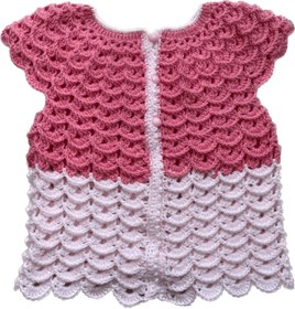 Resim eNcoStore El Örgüsü Pembe Ve Toz Pembe Rengi (Elmas Şekilli) Düğmeli Prenses Bebek Yeleği 6-12 Ay 